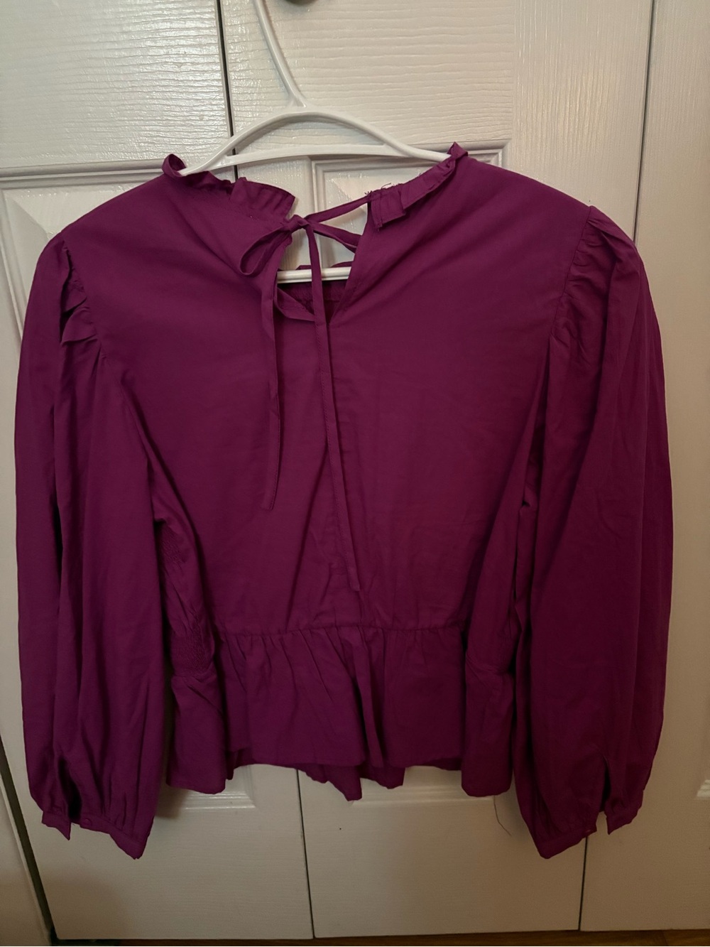 Women’s Long-Sleeve Peasant Blouse - Berry Purple